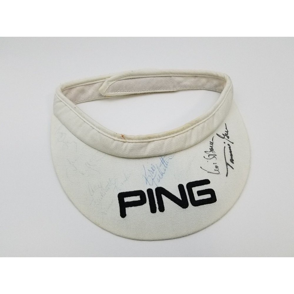 Vintage White Ping Visor Golf Black‎ Lettering Autographed Womens